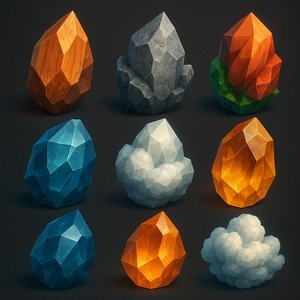 Colorful Low-Poly Crystal Collection