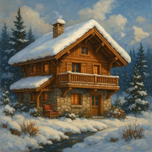 Cozy Snow-Covered Chalet