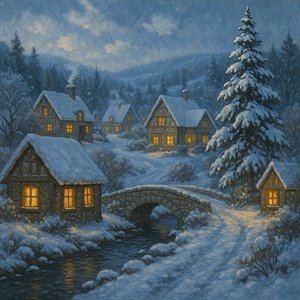 Cozy Winter Village Scene