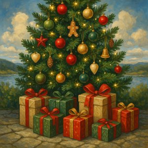 Festive Christmas Tree Scene