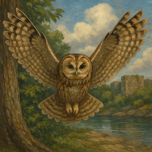 Majestic Owl in Mid-Flight