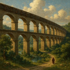 Majestic Roman Aqueduct in Valley