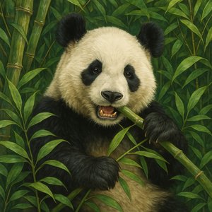 Panda Enjoying Bamboo Snack