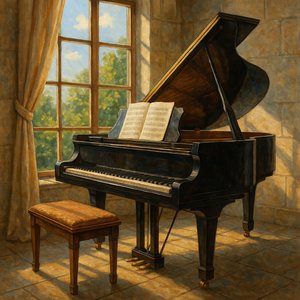 Sunlit Studio with Grand Piano