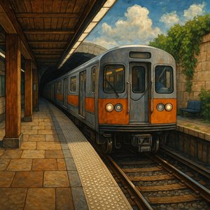 Train Arriving at Subway Platform