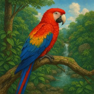 Vibrant Macaw in Lush Rainforest