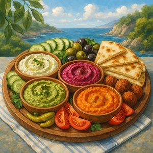 Vibrant Mediterranean Mezze Platter