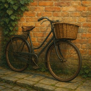 Vintage Bicycle Against Brick Wall