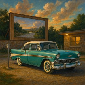 Vintage Car at Sunset Drive-In