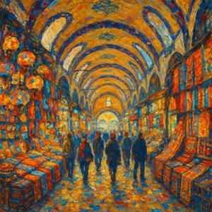 Impressionist Painting of Istanbul Grand Bazaar