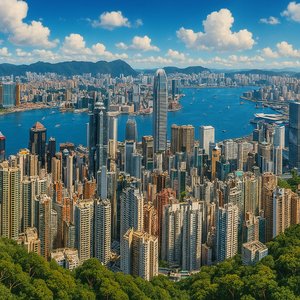 Vibrant Hong Kong Skyline from Victoria Peak
