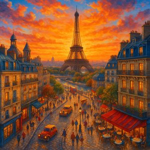 Vibrant Paris at Sunset