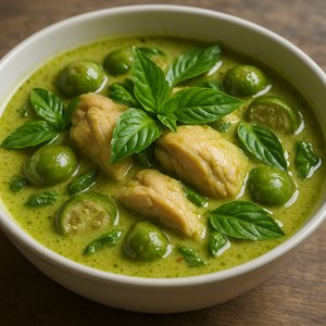 Chicken Green Curry (Gaeng Keow Wan) in Creamy Coconut Broth