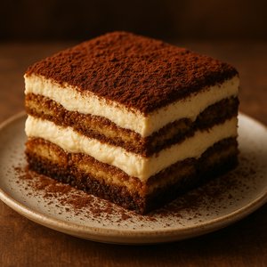 Classic Tiramisu Slice with Cocoa Dust
