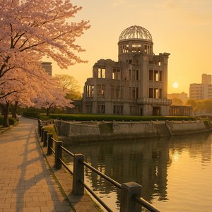 原爆ドームの夜明け