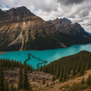 Fox-Shaped Peyto Lake — Turquoise Glacier-Fed Basin