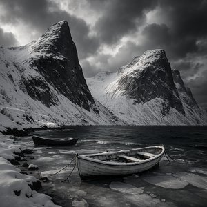 Frozen Fjord at Dusk