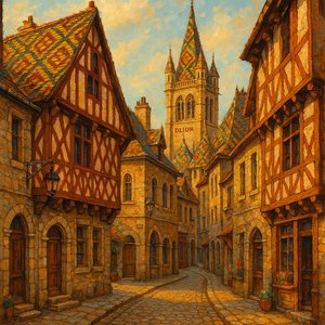 Golden Afternoon in Dijon: Medieval Tiled Roofs