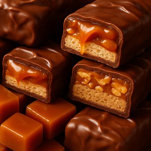Gooey Caramel Chocolate Bars — Close-Up