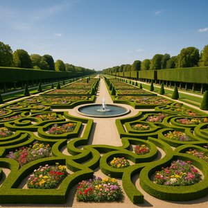 Grand Formal French Garden with Central Fountain