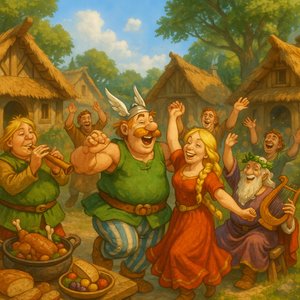 Harvest Revelry in a Gaulish Village