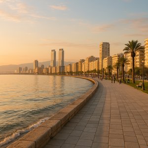 Izmir Seaside Promenade at Golden Hour