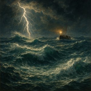 Lightning Over a Stormy Sea