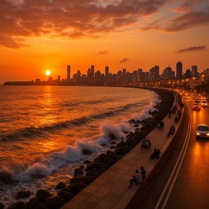 Marine Drive Sunset Glow, Mumbai