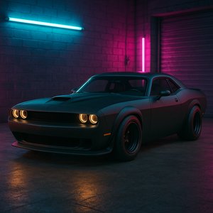 Matte Black Retro Muscle — Neon Garage Stance