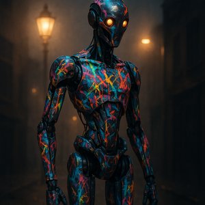 Neon-Splattered Sentinel