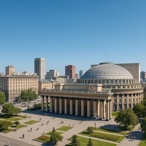Novosibirsk Opera and City Skyline on a Clear Day