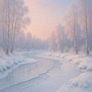 Pastel Bend: Winter River at Dawn