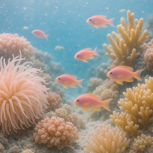 Pastel Reef — Silky Anemones and Pink Reef Fish