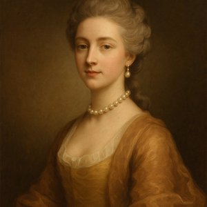 Pearl-Adorned Lady in Warm Light