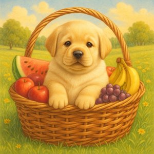 Picnic Pup in a Basket