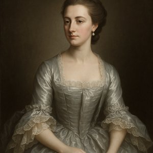 Portrait of an 18th-Century Lady in Silver Silk