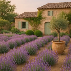 Provence Lavender Garden at Golden Hour