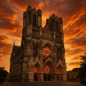 Reims Cathedral at Sunset