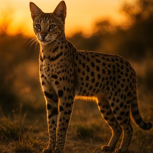 Savannah Cat at Sunset