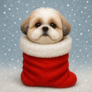 Shih Tzu in a Christmas Stocking