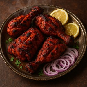 Smoky Tandoori Chicken Drumsticks on Metal Platter