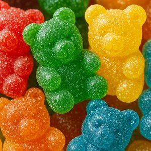 Sugar-Coated Gummy Bears Close-Up