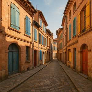 Sunlit Alley of Pink Bricks — Old Toulouse