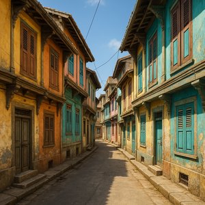 Sunlit Lane in Ahmedabad Pols