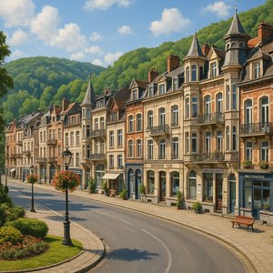 Sunlit Spa Town Promenade