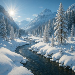 Sunlit Winter Valley