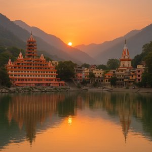 Sunset Over Rishikesh: Temples on the Ganges