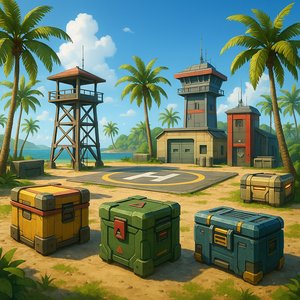 Tropical Outpost: Helipad and Supply Crates
