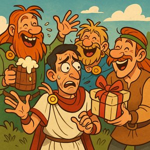 Unwanted Hospitality: Roman Merchant Surrounded by Cheerful Gauls