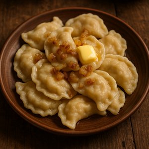 Varenyky with Potato, Fried Onions & Butter